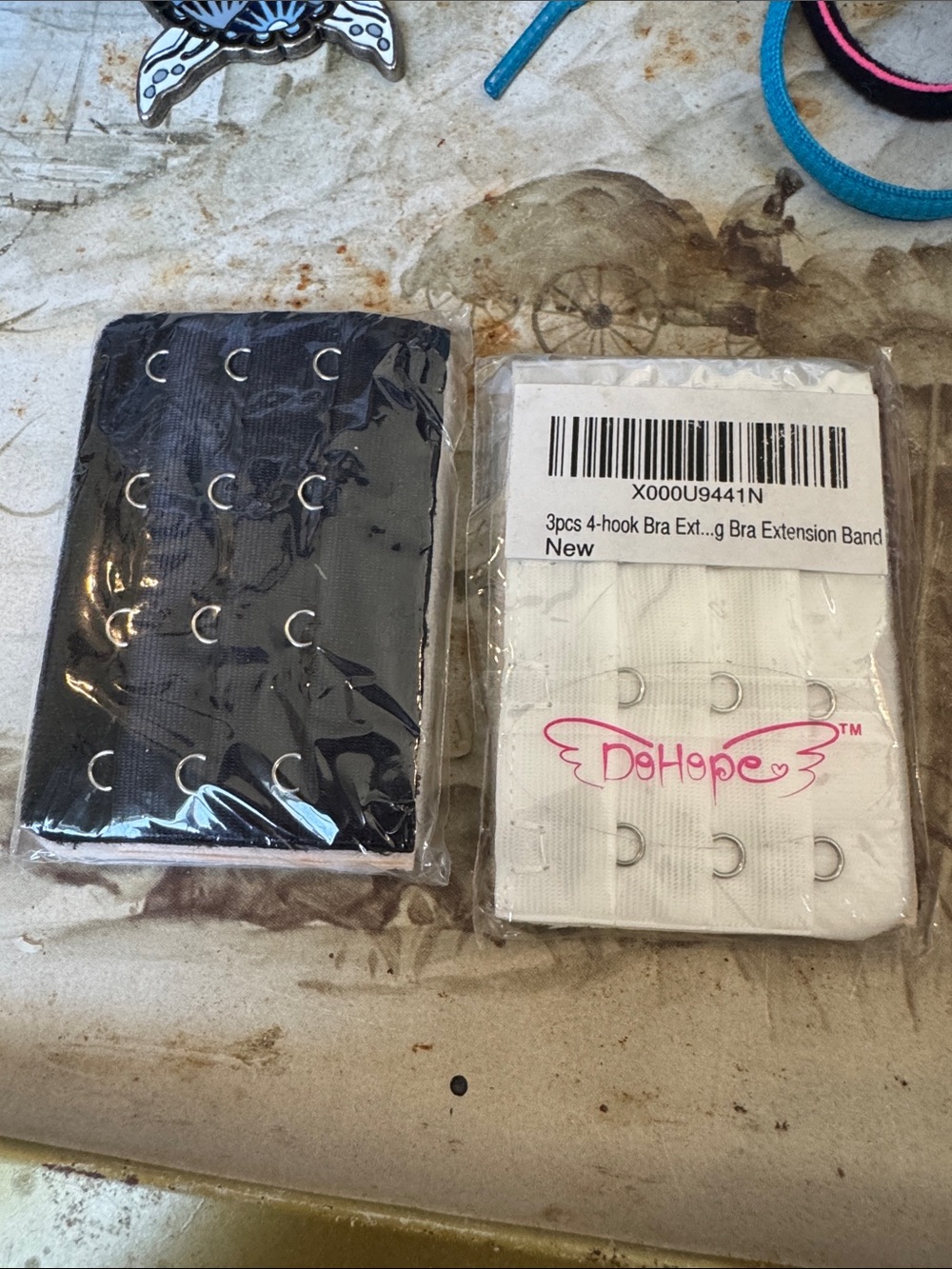 6 pk 4-Hook Bra Extension Bands - Black & White